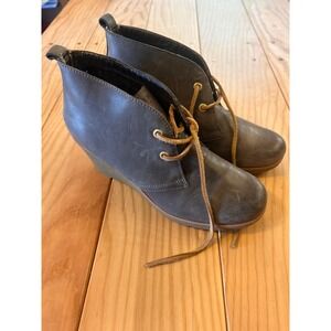 Sperry Top-Sider Grey Leather Wedge Chukka Ankle Boots STS91161 Womens 8.5M